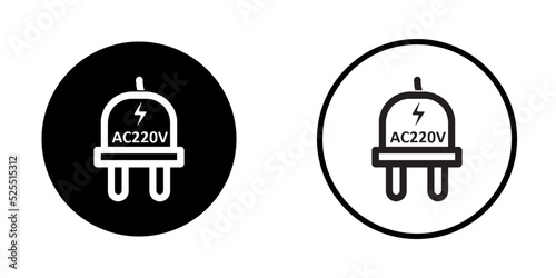 220V AC power plug icon, vector illustration