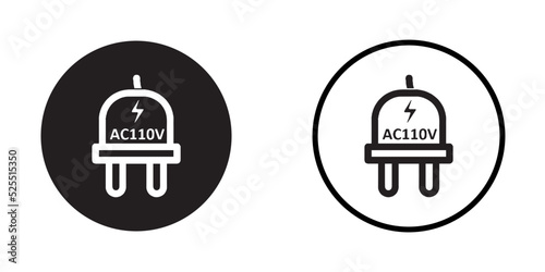 110V AC power plug icon, vector illustration