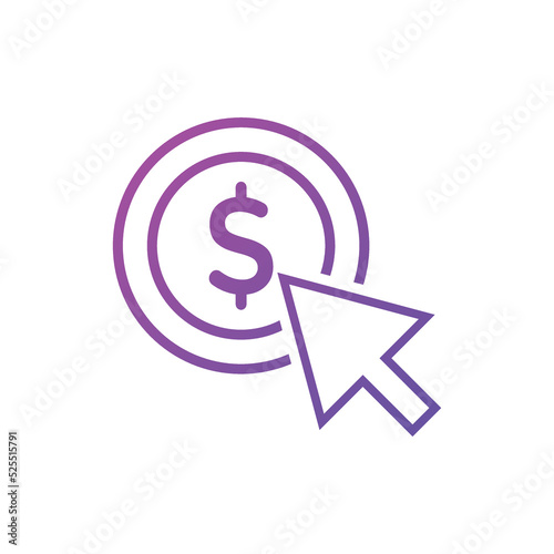Pay per click icons. Concept for SEO, payment collection and web design. PPC icon gradient color