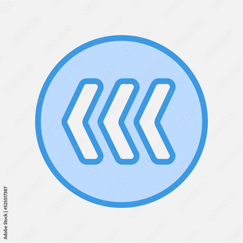 Fast backward arrow icon in blue style, use for website mobile app presentation Fast backward arrow icon in blue style, use for website mobile app presentation