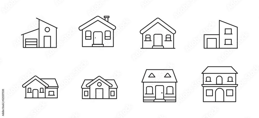 Fototapeta premium Home icon, Building houses lines