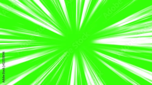 4K Animated Loop Anime Comic Speed Lines. Anime motion background. Fast Speed line green screen From Middle to the outside