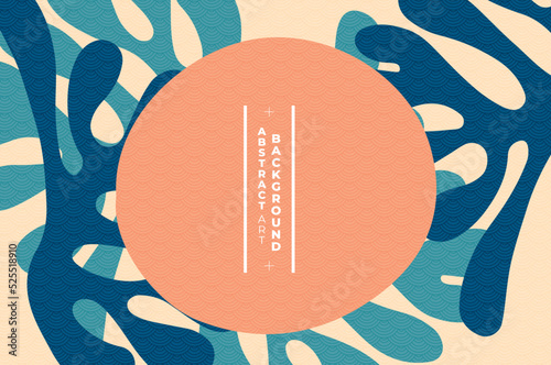modern art abstract sphere in orange wit plantation in blue on cream background can be use for website template technology advertisement packaging design decoration art notebook cover vector eps.
