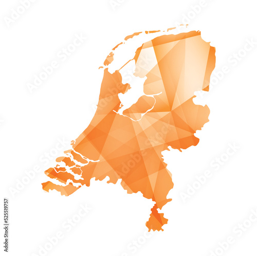 vector illustration of Netherlands map with orange colored  geometric shapes