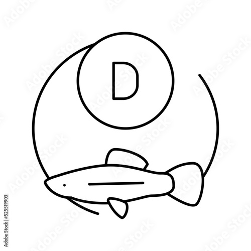 d vitamin fish line icon vector illustration