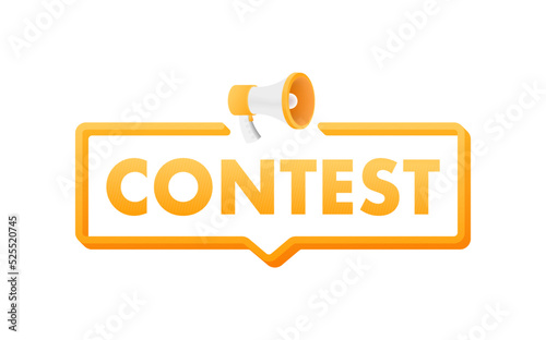 Megaphone with Contest speech bubble. Vector stock illustration.