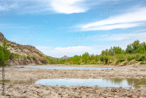 Blue ponds and mud in the desert at Big Bend National Park Texas photo