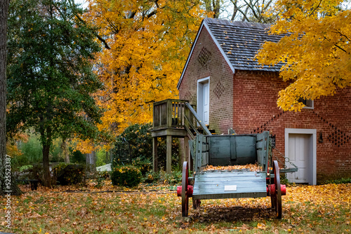 Colorful autumn leaves and trees and carriage at the Belle Meade Winery in Nashville Tennessee.  photo