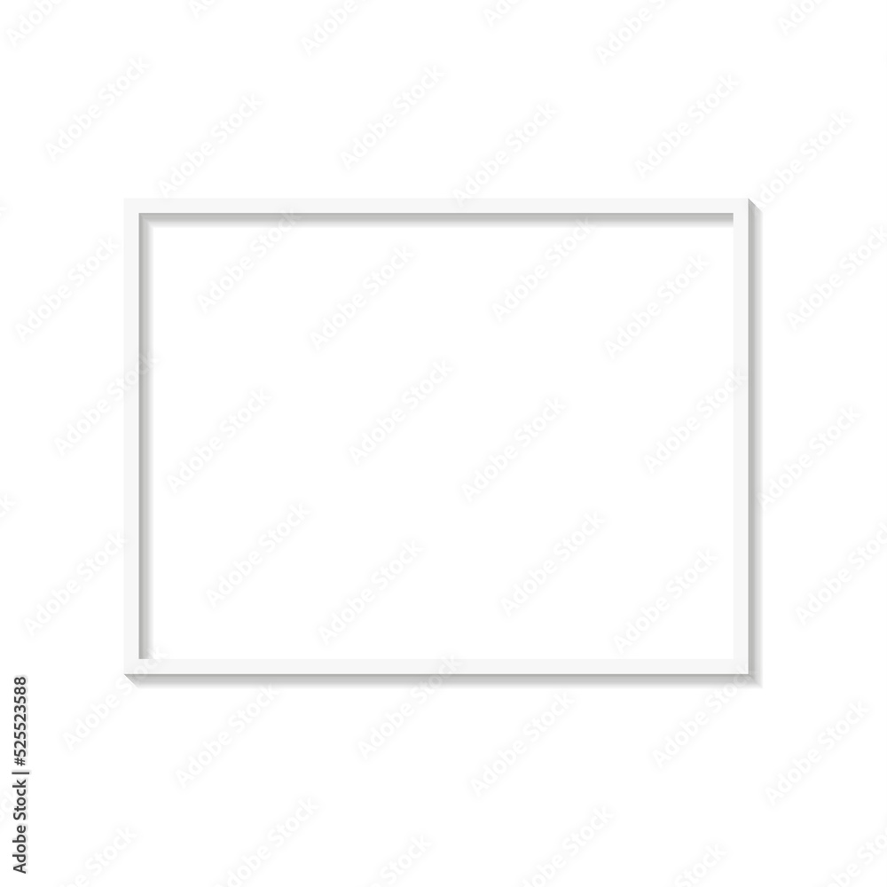 White empty photo or picture frame with shades isolated on white background. Vector illustration. Wall decor. Rectangle horizontal photo frame White empty photo or picture frame with shades isolated on white background. Vector illustration. Wall decor. Rectangle horizontal photo frame