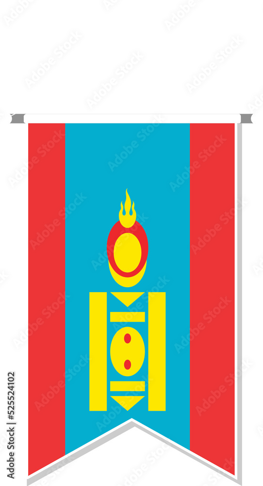 Mongolia flag in soccer pennant. Mongolia flag in soccer pennant.