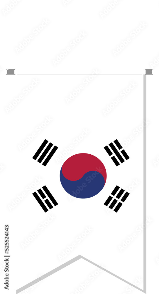 South Korea flag in soccer pennant. South Korea flag in soccer pennant.