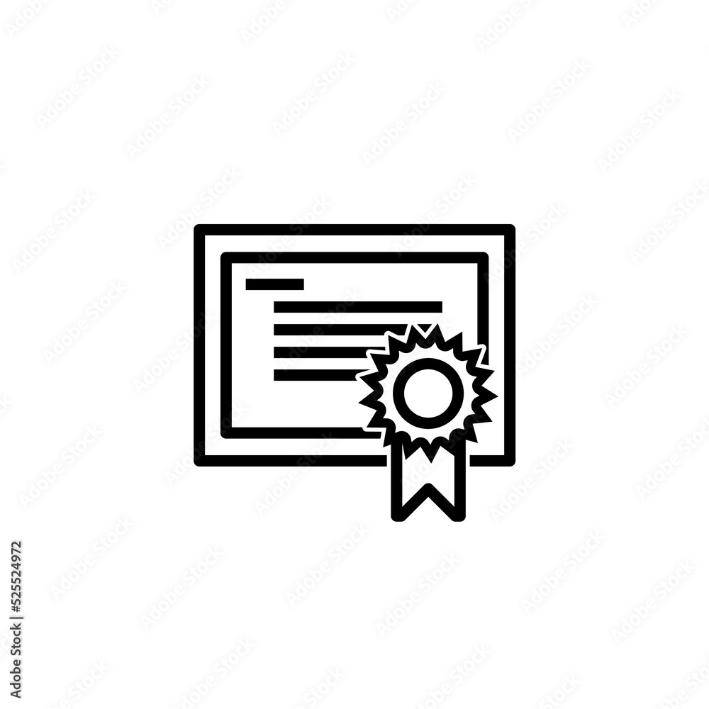 Certificate line icon isolated on white background Certificate line icon isolated on white background