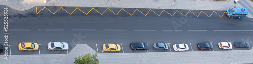 MOSCOW, Russia - AUGUST 16, 2022 : view from the Izmailovo hotel to the parking lot