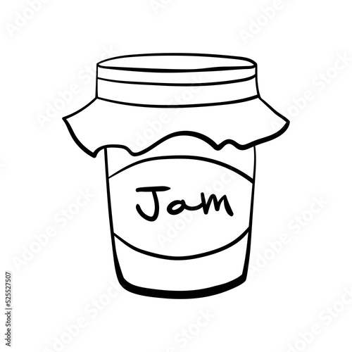 Hand Drawn Mason Jar. Sketch Jar with lid. Vector outline doodle illustration isolated on white