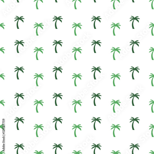 Palm trees, seamless pattern, vector. Pattern with green palms on a white background. © Yuka