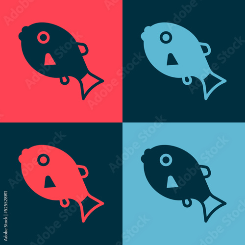 Pop art Tropical fish icon isolated on color background. Exotic fish. Vector