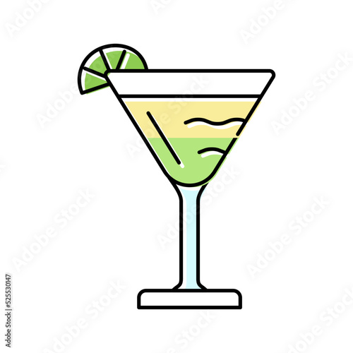 daiquiri cocktail glass drink color icon vector illustration