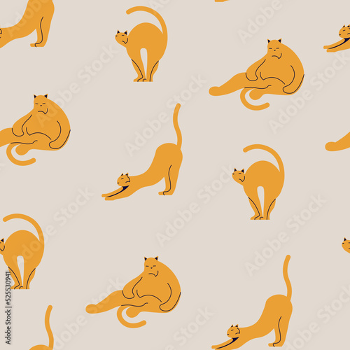 Bright colorful Seamless pattern with Cute Cartoon Cats