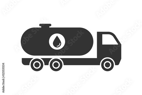 Tank truck icon. Gasoline fuel truck. Flat vector illustration.
