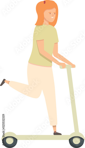 Girl scooter icon cartoon vector. Sport exercise. Training active