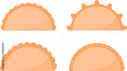 vectorial illustration of a set of patty pie argentina empanadas, argentine empanadas, argentinian empanadas. 
