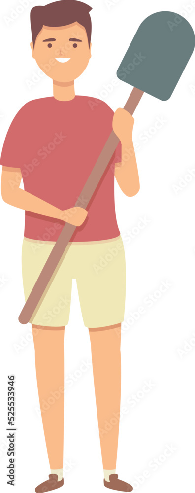 Boy take shovel icon cartoon vector. Garden kid. Park nature Boy take shovel icon cartoon vector. Garden kid. Park nature