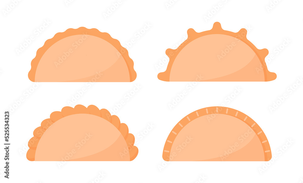 flat illustration of a set of Argentina patty pie empanadas. Argentine empanadas. flat illustration of a set of Argentina patty pie empanadas. Argentine empanadas.