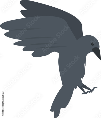 Crow attack icon cartoon vector. Art feather. Ink fly