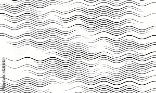 Abstract art geometric background with waving lines. Black and white dynamic design.