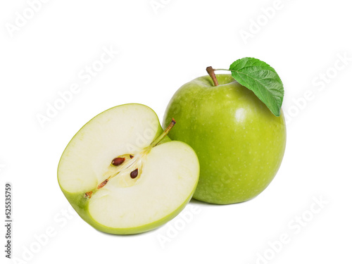 green apple on a white background.