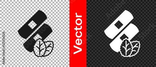 Black Medical nicotine patches icon isolated on transparent background. Anti-tobacco medical plaster. Vector