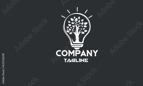 minimal bulb tree logo template