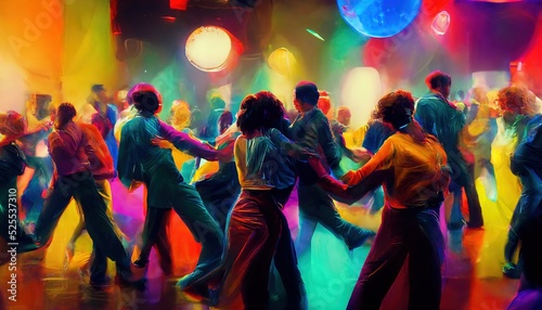 illustrative representation of a disco with dancing people