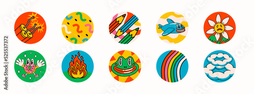 Cartoon vector abstract highlights covers for a social media stories.