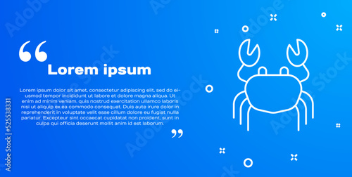 White line Crab icon isolated on blue background. Vector