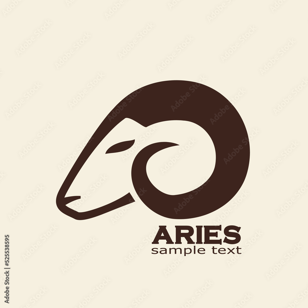 aries head animal profile simple linear brand logo design aries head animal profile simple linear brand logo design