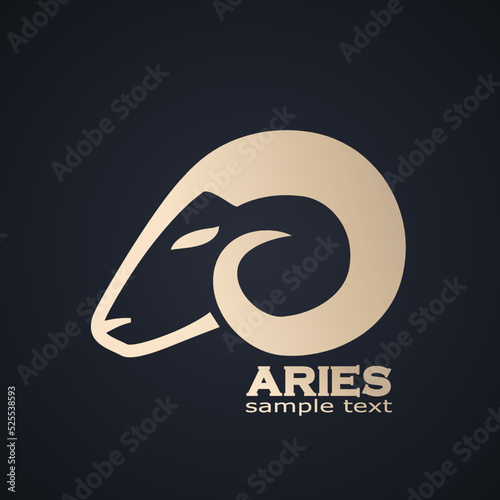 aries animal head profile simple linear brand logo design