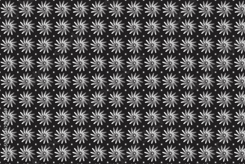 seamless pattern with white flowers black background