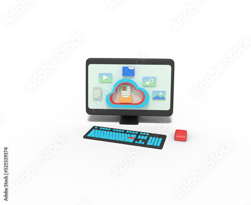 3d illustration of email in cloud storage computer