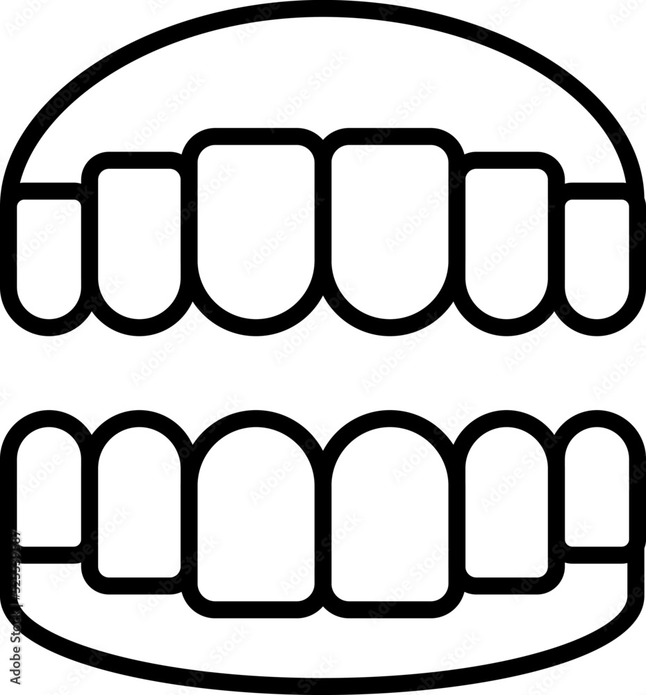 Profession and occupation concept. Modern outline sign drawn in flat style. Editable stroke. Vector monochrome isolated line icon of teeth in mouth Profession and occupation concept. Modern outline sign drawn in flat style. Editable stroke. Vector monochrome isolated line icon of teeth in mouth