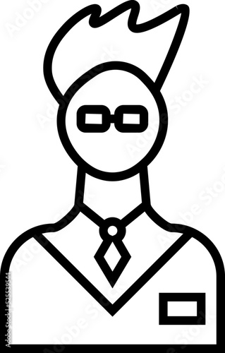 Profession and occupation concept. Modern outline sign drawn in flat style. Editable stroke. Vector monochrome isolated line icon of dentist or stomatologist