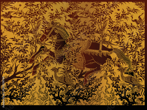 horse in Thai traditional painting vector