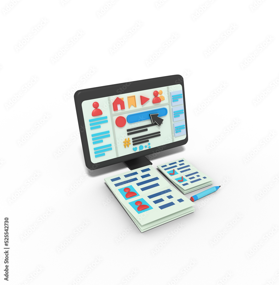 3d illustration of make a status on social media 3d illustration of make a status on social media
