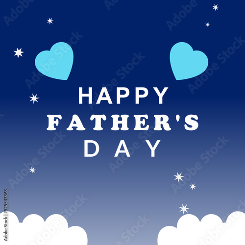 World father s day simple logo and template concept on blue background and stars