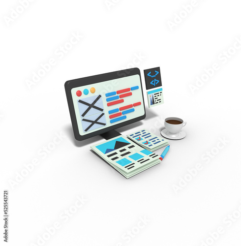 3d Illustration of programmer website on computer