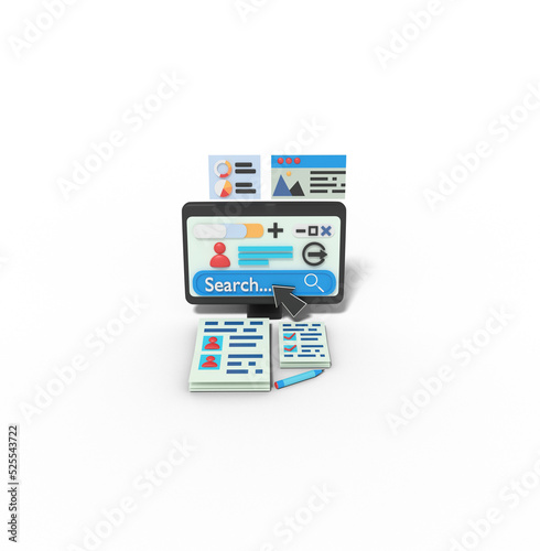 3d illustration of searching profile on social media © Husign