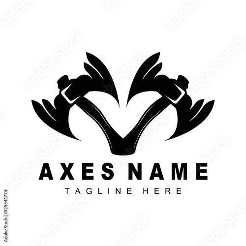 Ax Logo Design, War Tool Illustration and Woodcutter Vector