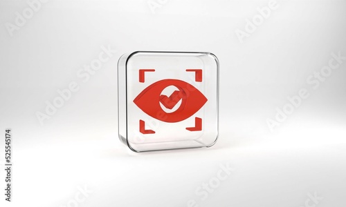 Free Download Red Eye scan icon isolated on grey background. Scanning eye. Security check symbol. Cyber eye sign. Glass square button. 3d illustration 3D render - GFXLoad