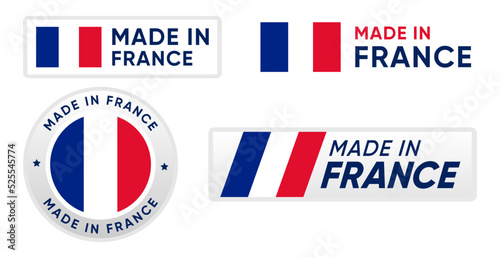 Set of made in France, Flag of France signs banner vector design	