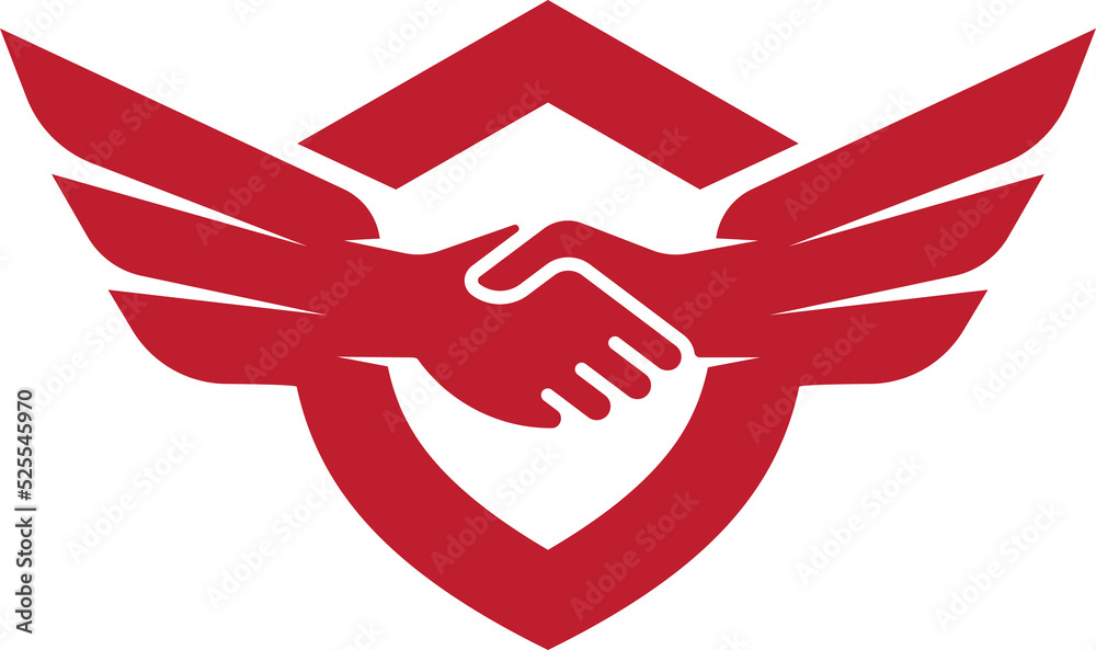Obraz premium Hand Shake Wing Logo